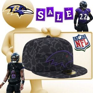 New Men's New Era Black Ravens Amoeba Camo 59FIFTY Fitted 7 1/2 RARE!